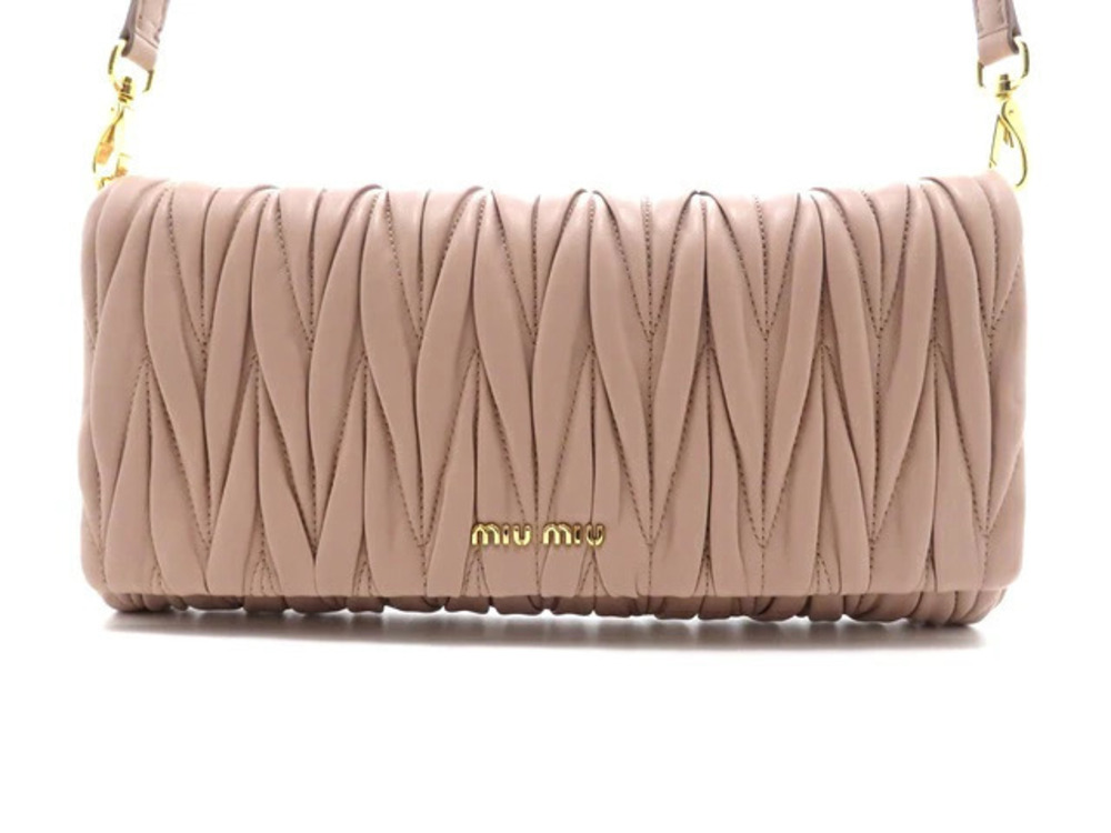 Miu Miu shoulder bag Matelasse Nappa leather pink Beige Cream